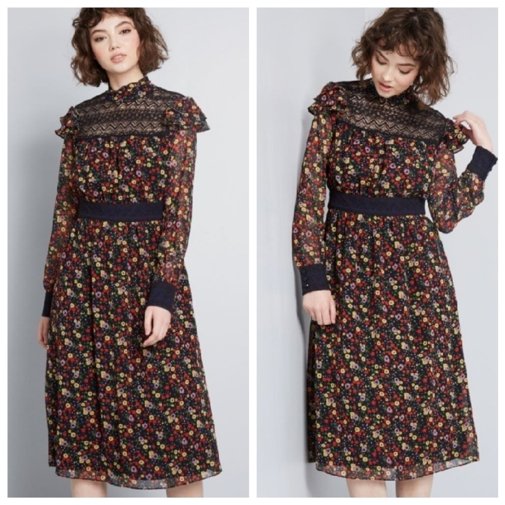 Modcloth X Anna Sui 6 Floral Lace Midi Dress